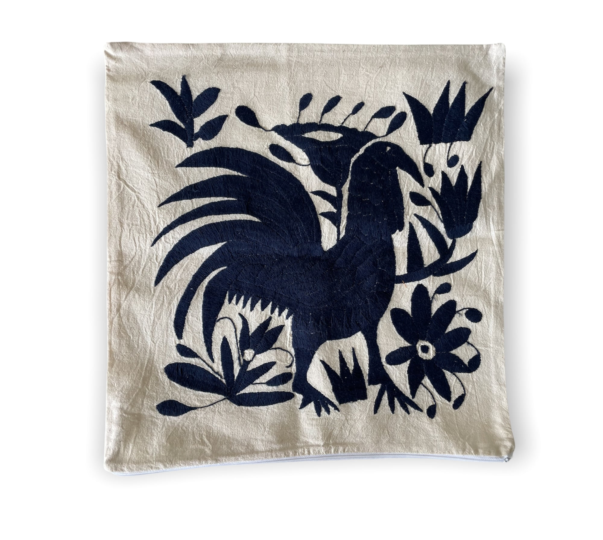 Embroidered Minimalist Animals pillow case - Blue |Mexican |decorative pillow cover |colorful home decor | Embroidered Authentic Artisanal Handmade