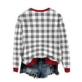 thumbnail image 3 of Womens Christmas Plaid Sweatshirts Long Sleeve Ugly Xmas Pullover Sweatshirt Crewneck Letter Graphic Tops, L Gray, 3 of 7