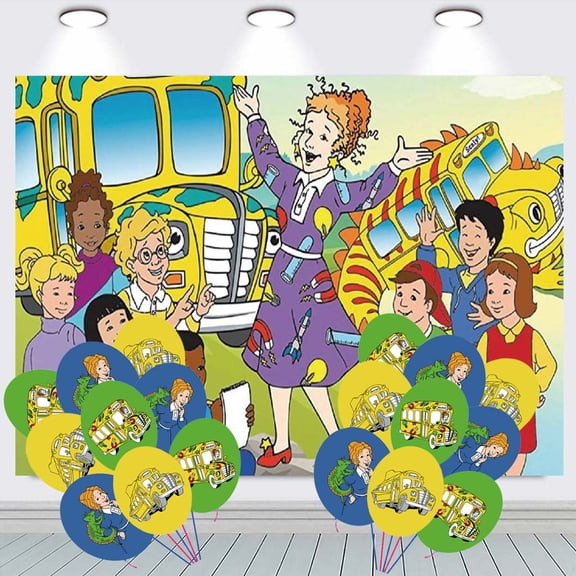 The Magic School Bus Backdrop Banner Balloons Party Decorations Supplies Taspestry Wall Decor Background Poster