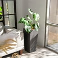 thumbnail image 2 of XBrand Modern 28-Inch Tall Square Planter, Modern Tapered Planter Perfect for Indoor & Outdoor Planter, Patio Décor, Set of 2, Black, 2 of 10