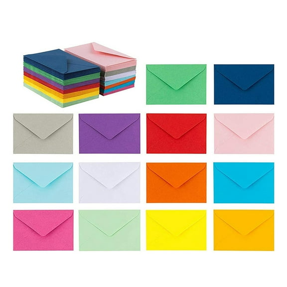 SASABAXI Small Colorful Envelopes Colorful Paperboard 100Pcs 3.93X2.75X0.04in