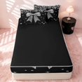 thumbnail image 4 of Erosebridal Cute Bow Zipper Twin Comforter Sets with Fitted Sheet and 2 Pillowcases, Girls Sparklings Print Zipper Bedding Set, Black Reversible, Silver Black, Black Reversible, 4 of 7