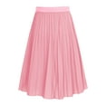 thumbnail image 4 of inlzdz Kids Girls Chiffon Pleated Elastic High Waist A-Line Flowy Swing Maxi Long Skirt Casual Wear Pink 150, 4 of 5