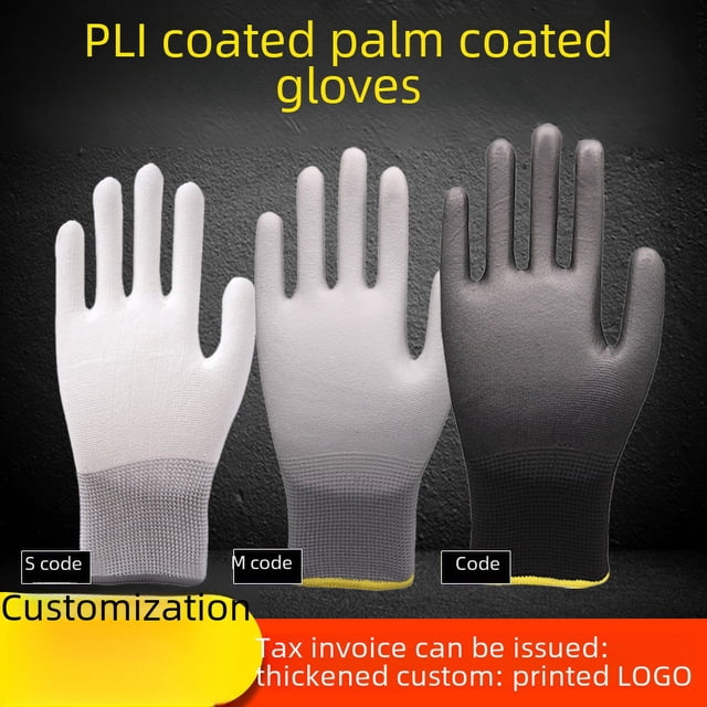 Guantes de trabajo blancos libres de polvo con revestimiento de dedos antiestático de nailon PU y revestimiento de inmersión en la palma