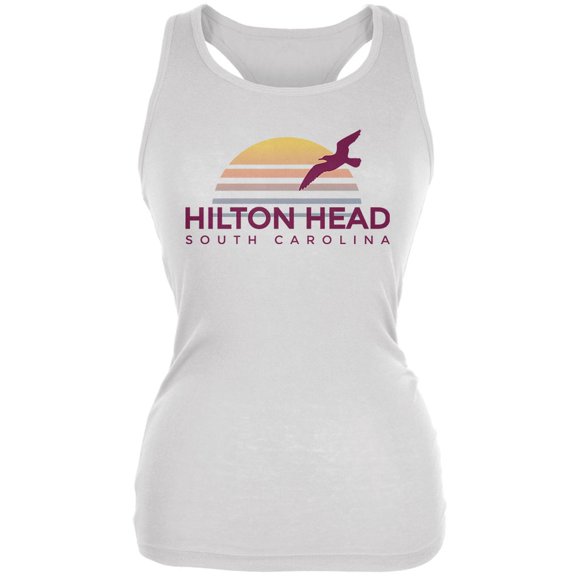Beach Sun Hilton Head South Carolina Juniors Soft Tank Top White X-LG