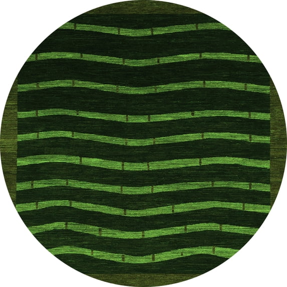 Ahgly Company Indoor Round Abstract Green Modern Area Rugs, 3' Round
