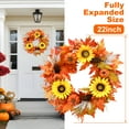 thumbnail image 6 of 22 inch Fall Wreaths for Front Door, Artificial Sunflowers Pumpkin Wreath with Maple Leaves Berries Pine Cones Autumn Wreath for Thanksgiving Farmhouse Harvest Halloween Porch Home Decor, 6 of 8