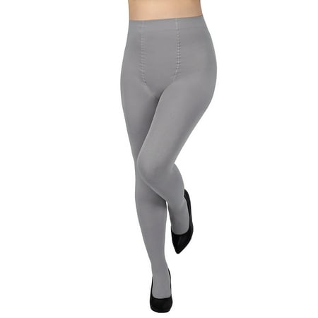 HDE Women's Control Top Tights High Waist Pantyhose Opaque Stockings (Gray)