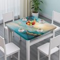 thumbnail image 3 of Blue Gold Marble Pattern Square Fitted Tablecloth with Elastic Edge,Square Table Cover,Washable Elastic Table Cover for Home Kitchen Party Decor 36"x36", 3 of 6