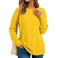 thumbnail image 4 of Crewneck Sweatshirts for Women No Hood Fall Casual Long Sleeve Pullover Tops Loose Sweatshirt with Pocket Yellow S, 4 of 6