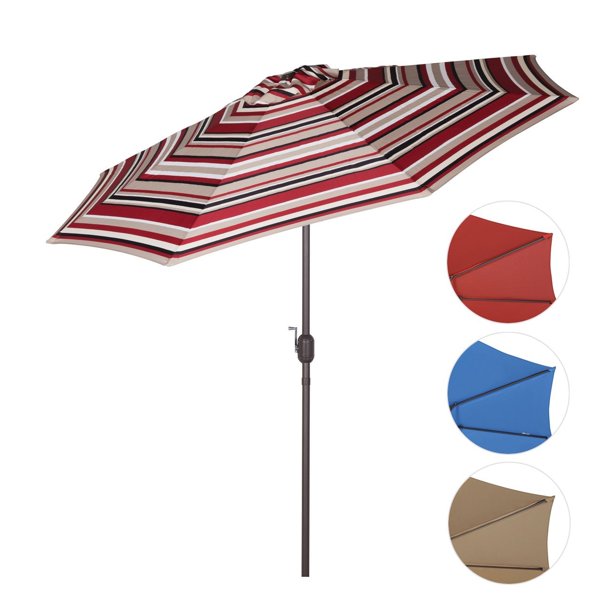 Sekey 9ft 2 7m Outdoor Umbrella Red Stripes Patio Umbrella Red Stripes Market Umbrella Red Stripes With Tilt And Crank 100 Polyster Uv 50 Walmart Com Walmart Com