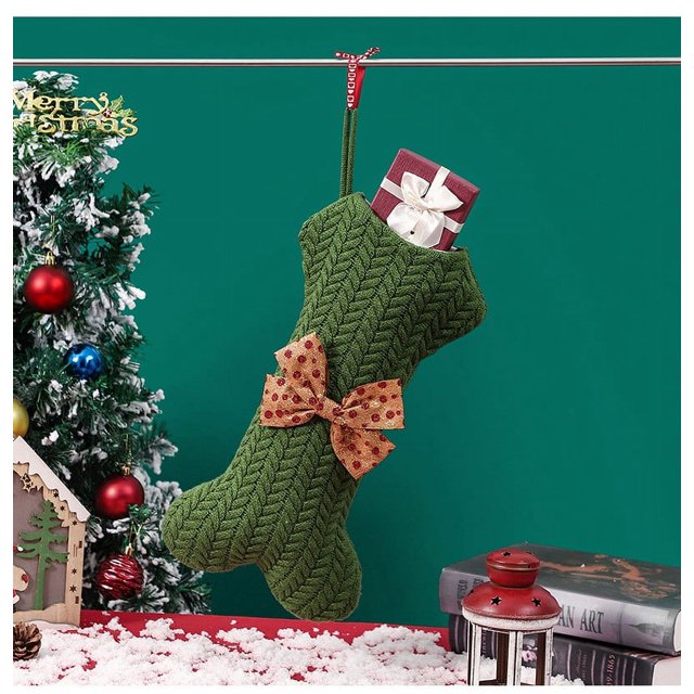 Xihbxyly Media Navideña de Lana Tejida, Nombre Bordado Personalizado, Forro Polar Suave, Decoración Navideña, Accesorio para Árbol o Repisa, 42 X 22 Cm.