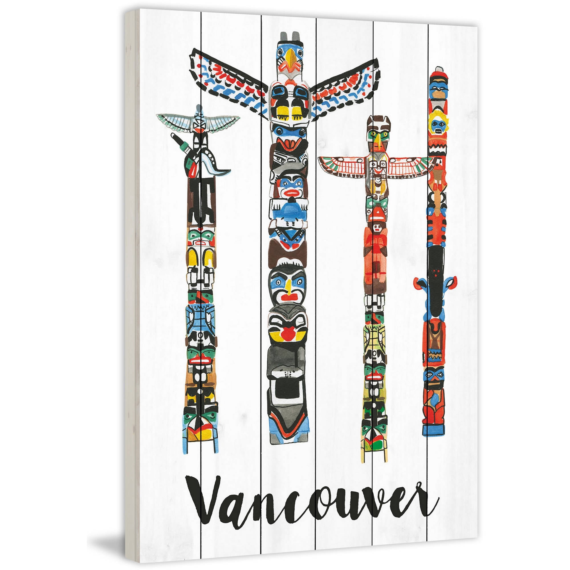 Marmont Hill "Vancouver Totems" by Molly Rosner Painting Print on White Wood