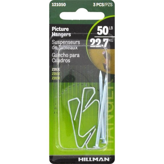 Hillman Anchor Wire 50 Lb. Capacity Steel Picture Hanger (3 Count) Pack of 10