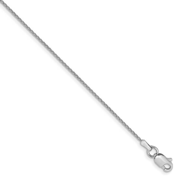 Solid 14k White Gold 1mm Parisian Wheat Foot Chain Ankle Bracelet Anklet - with Secure Lobster Lock Clasp 10"
