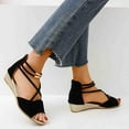thumbnail image 5 of HAOTAGS Wedge Sandals for Women Roman Fish Mouth Back Zipper Casual Beach Shoes Black Size 4.5, 5 of 7