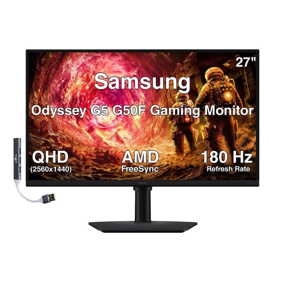 Samsung Odyssey G5 G50F 27in QHD Gaming Monitor w/DKZ USB Hub