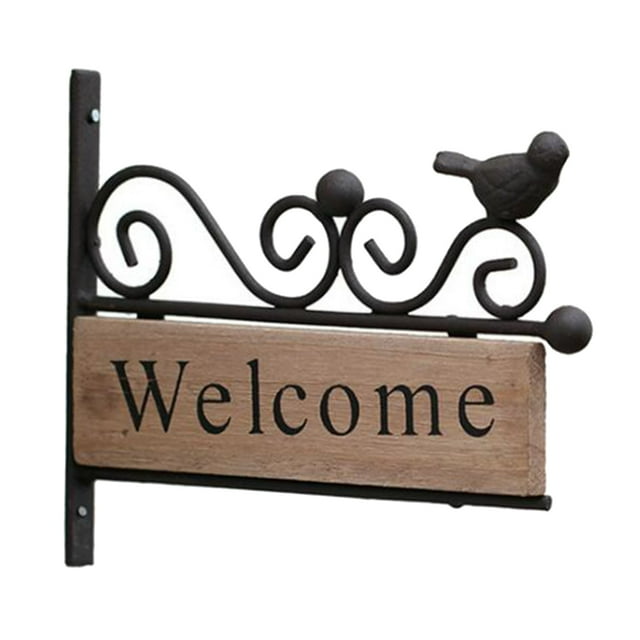 Pueblo rural, mini tarjeta de bienvenida de pájaro de madera de hierro forjado Sunnimix cartel de bienvenida