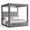 Grey, variant on Amerlife Canopy Bed Frame Queen Size with 74.8" Tall Four-Post Design, Modern Deep-Tufted Velvet Upholstered Headboard with Charging Station, Grey
