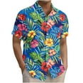 thumbnail image 3 of Yteetum Hawaiian Shirt for Men Short Sleeve T Shirts Floral Print Hawaiian Casual Button Down Short Sleeve Lapel Beach Summer T-Shirts, 3 of 7