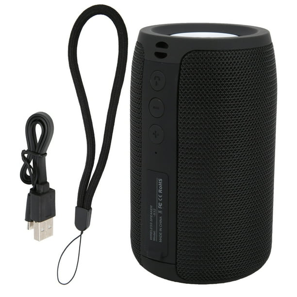 Altavoz Bluetooth inalámbrico portátil, impermeable, estéreo de 2 bocinas con cable USB, color negro.