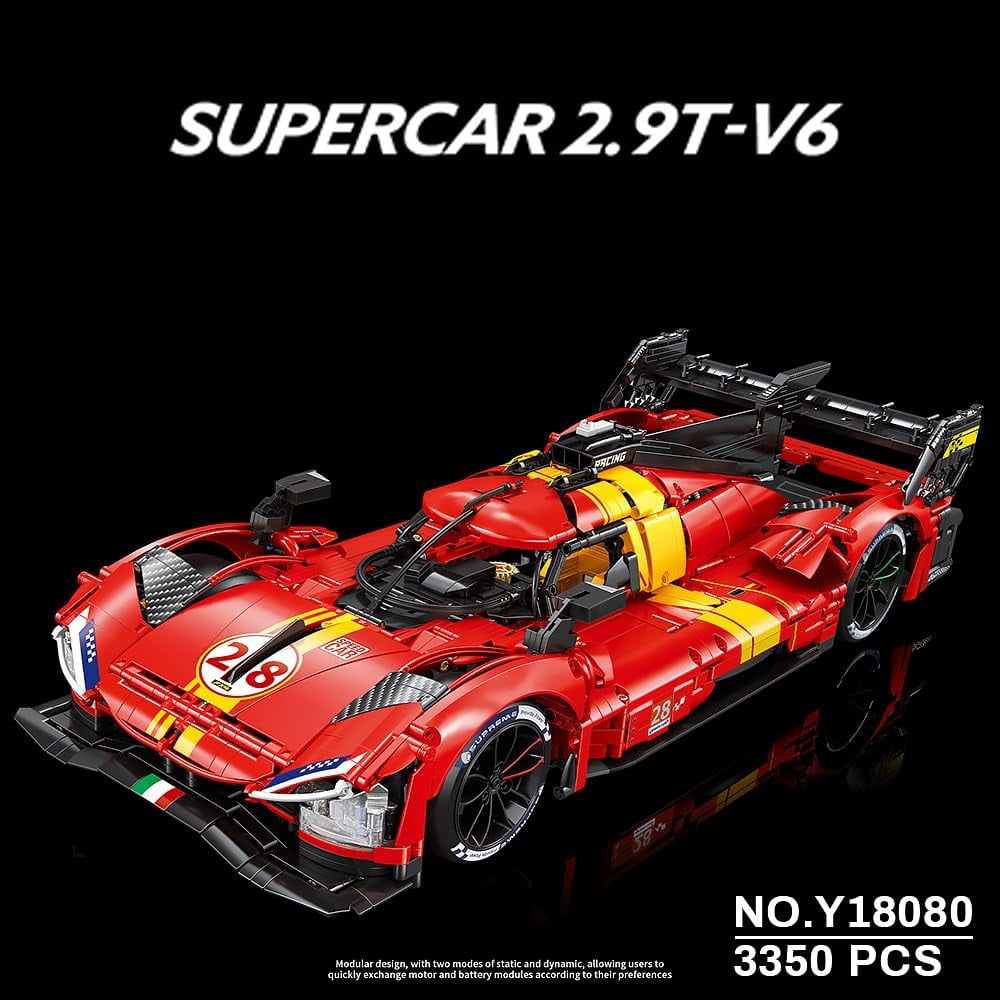 1:8 Le Mans Supercar 499P Race Car Toy Model Building Kit, Car Enthusiast Collection Ornament, Adult Collection Grade Mechanical Building Blocks (3350 PCS)