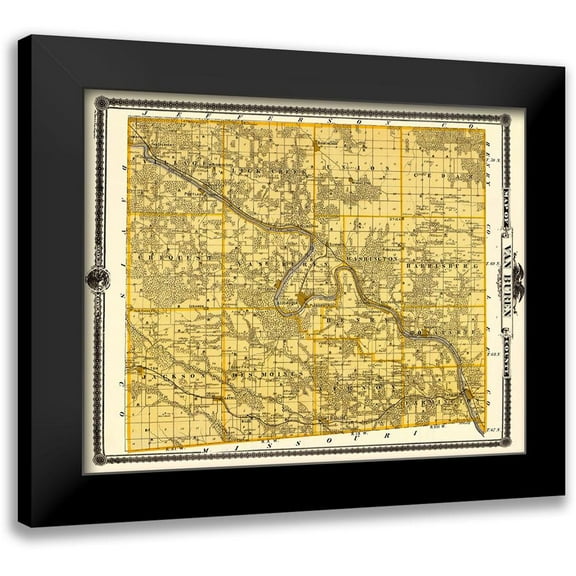 Andreas 14x12 Black Modern Framed Museum Art Print Titled - Van Buren Iowa Landowner - Andreas 1875