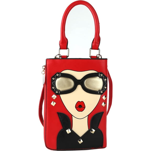 YOUI-GIFTS Personalized 3D Glasses Lips Shoulder Purses,PU Clutch Top Handle Satchel handbag CrossBody Bag for Women