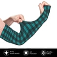 thumbnail image 3 of Lsque Teal On Black Plaid Cooling Arm Sleeves for Men & Women -Compression Sleeves to Cover Arms for Working,Sun Sleeves for UV Protection,Breathable, Moisture-Wicking, 3 of 8
