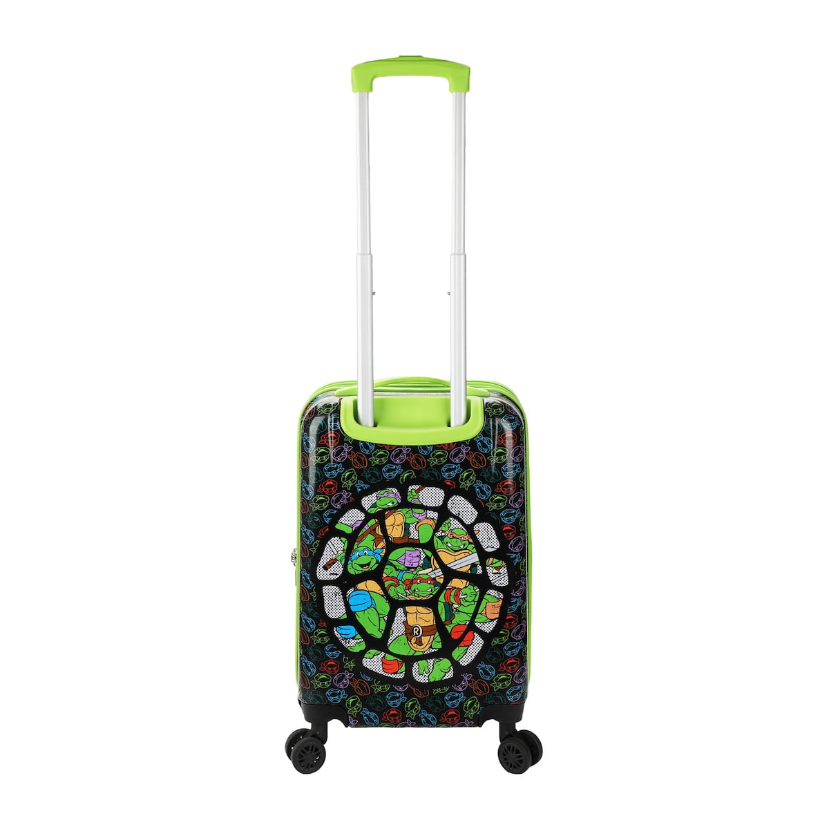 Teenage Mutant Ninja Turtles All-Over Character Print Behind Turtle Shell Design Black 20" Carry-On Luggage
