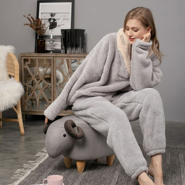 zanvin Fluffy Pajamas Set for Women Soft Comfy Fleece Pjs Pullover