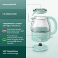 thumbnail image 2 of TEMOGU-EKT1220M Electric BPA-Free Glass Kettle, Temperature Dial, Keep Warm Function, Cordless 360° Base, Blue LED Interior, Auto Shut-Off Function \u2013 Quick Boil, Mint, 1.2L, 2 of 4