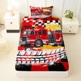 thumbnail image 3 of Castle Fairy Bold Fire Truck Twin Sheet Sets 3pcs for Kids, Bright Engine Graphic Bedding for Modern Room, Red, 3 of 6