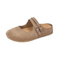 thumbnail image 2 of HTHLVMD Chaussures pour Femmes à Enfiler, Chaussures de Marche pour Femmes à Enfiler, Chaussures de Marche pour Femmes, Chaussures de Bureau, Mules à Double Bride en Suède pour Femmes, Sabots Sans Talon Ajustables pour Tenue Décontractée, Kaki 5.5, 2 of 9