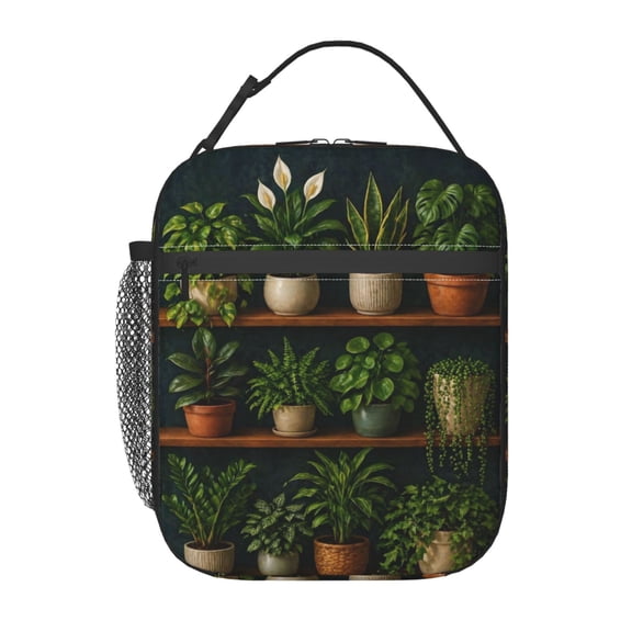 Potted Houseplant Lunch Bag Reusable Thermal Lunch Box with Handle for Women and Men