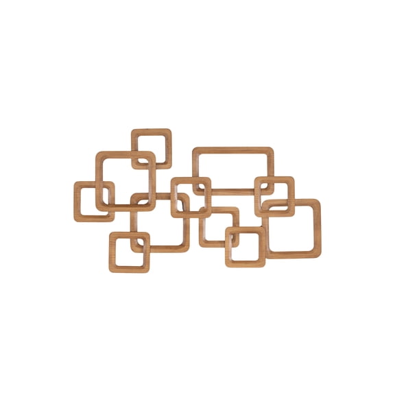 DecMode Brown Wood Handmade Intertwined Rectangles Geometric Wall Decor
