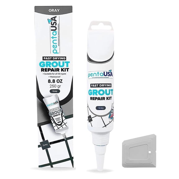 PentaUSA Tile Grout - Grey Grout Repair Tube 8.8 oz, Renews Tile Grout, Fast Drying and Odorless Formula 250gr
