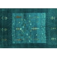 thumbnail image 1 of Ahgly Company Machine Washable Indoor Rectangle Abstract Turquoise Blue Contemporary Area Rugs, 2' x 3', 1 of 4