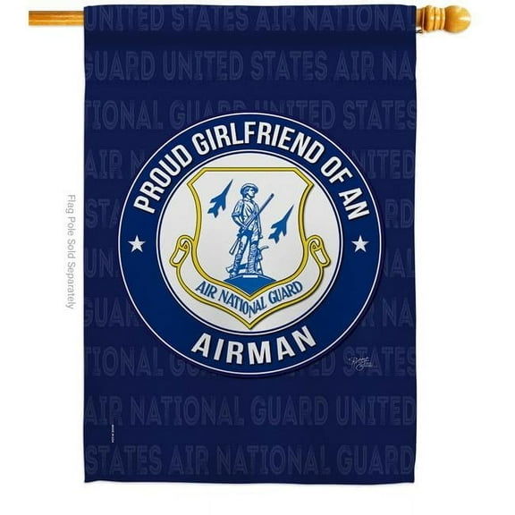 Breeze Decor H108543-BO Air Force Proud Girlfriend Airman House Flag Armed Forces National Guard 28 x 40 in. Double-Sided Decorative Vertical Flags for Decoration Banner Garden Yard Gift