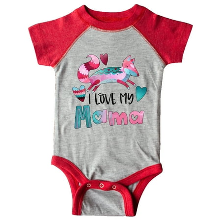 

Inktastic I Love My Mama Pink and Blue Fox with Hearts Gift Baby Boy or Baby Girl Bodysuit