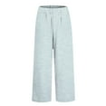thumbnail image 4 of IDALL Linen Pants Women Wide Leg Pants Woman Women Retro Striped Design Loose Pocket Patchwork Casual Pants Lounge Pants Women Baggy Pants Light Blue XL, 4 of 5