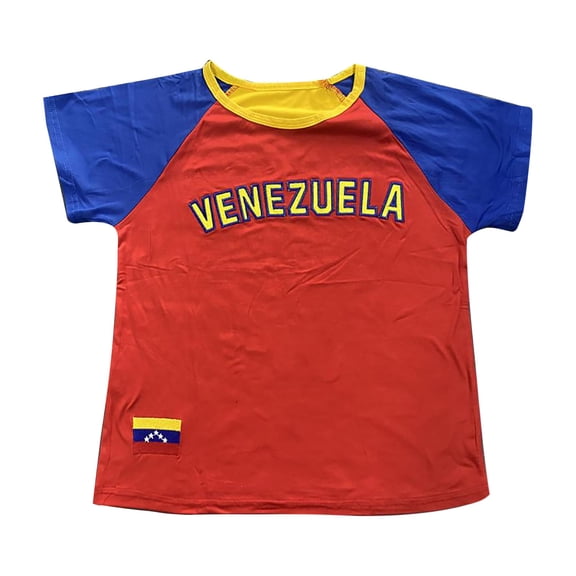 XIAOCHA Unisex Venezuela Graphic T Shirt Raglan Sleeve Crew Neck Tee Breathable Patriotic Game Day Top