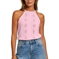 thumbnail image 2 of IUYRTFE Women's Solid Color Halter Neck Sleeveless Tank Top Casual Summer Basic Top, 2 of 5