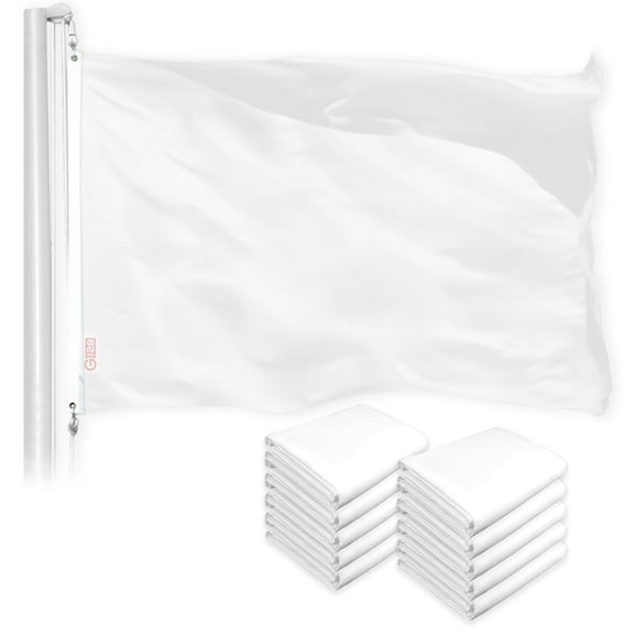 G128 10 Pack: Solid White Color Flag | 4x6 Ft | LiteWeave Pro Series Printed 150D Polyester | Indoor/Outdoor, Vibrant Colors, Brass Grommets