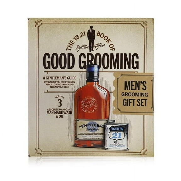 18.21 Man Made Book of Good Grooming Volume 3 Set Absolute Mahogany  Man Made Wash 18 oz and Oil 2 oz
