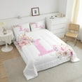 thumbnail image 4 of Erosebridal Ensemble de Literie Initiale L Lettre Simple, Couette Monogramme Floral, Décor Initiale A-Z, Réversible, 4 of 8