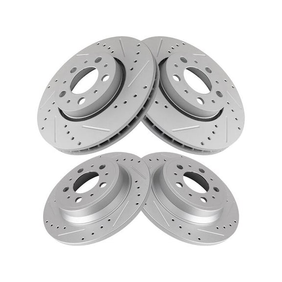 Front and Rear Brake Rotor Set 4 Piece - Compatible with 2001 - 2009 Volvo S60 2002 2003 2004 2005 2006 2007 2008