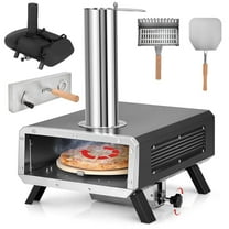 Costway Outdoor Pizza Oven Wood Pellet Pizza Stove with 12" Round Rotatable Pizza Stone