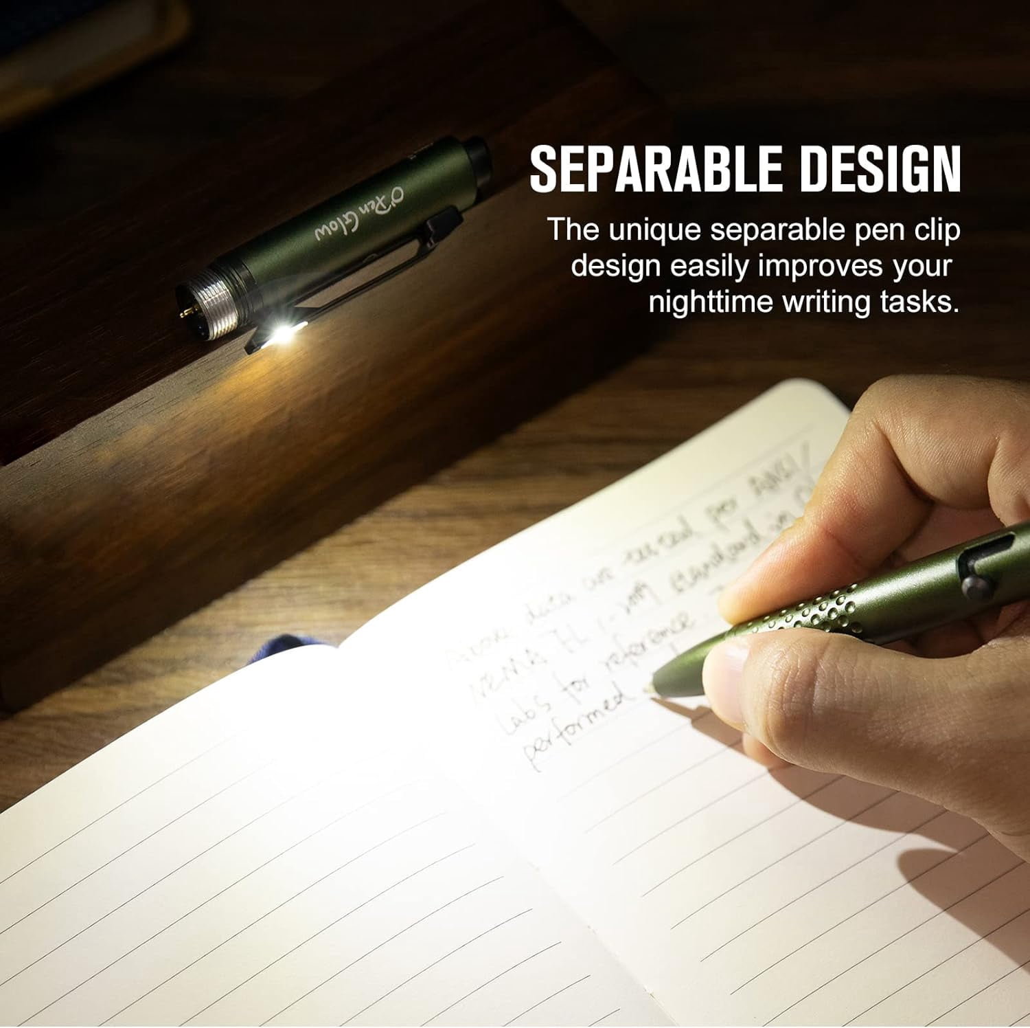 OLIGHT O'Pen Glow EDC Pen Light, 120 Lumens with Green Beam, Rechargeable LED Flashlight for Outdoor Uses, Writing, Adventure, Professional Business Gift(Snowflake Green)