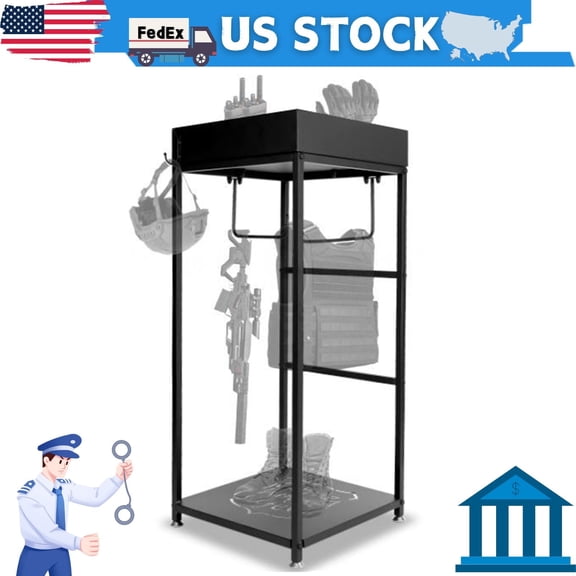 Police Gear Rack, Police Hanger Heavy Duty Black Metal, 3 Hooks Free-Standing Tactical Duty Gear Rack, Decor Armor Stand Law Enforcement and Military Gear Stand for Police Officer Gifts